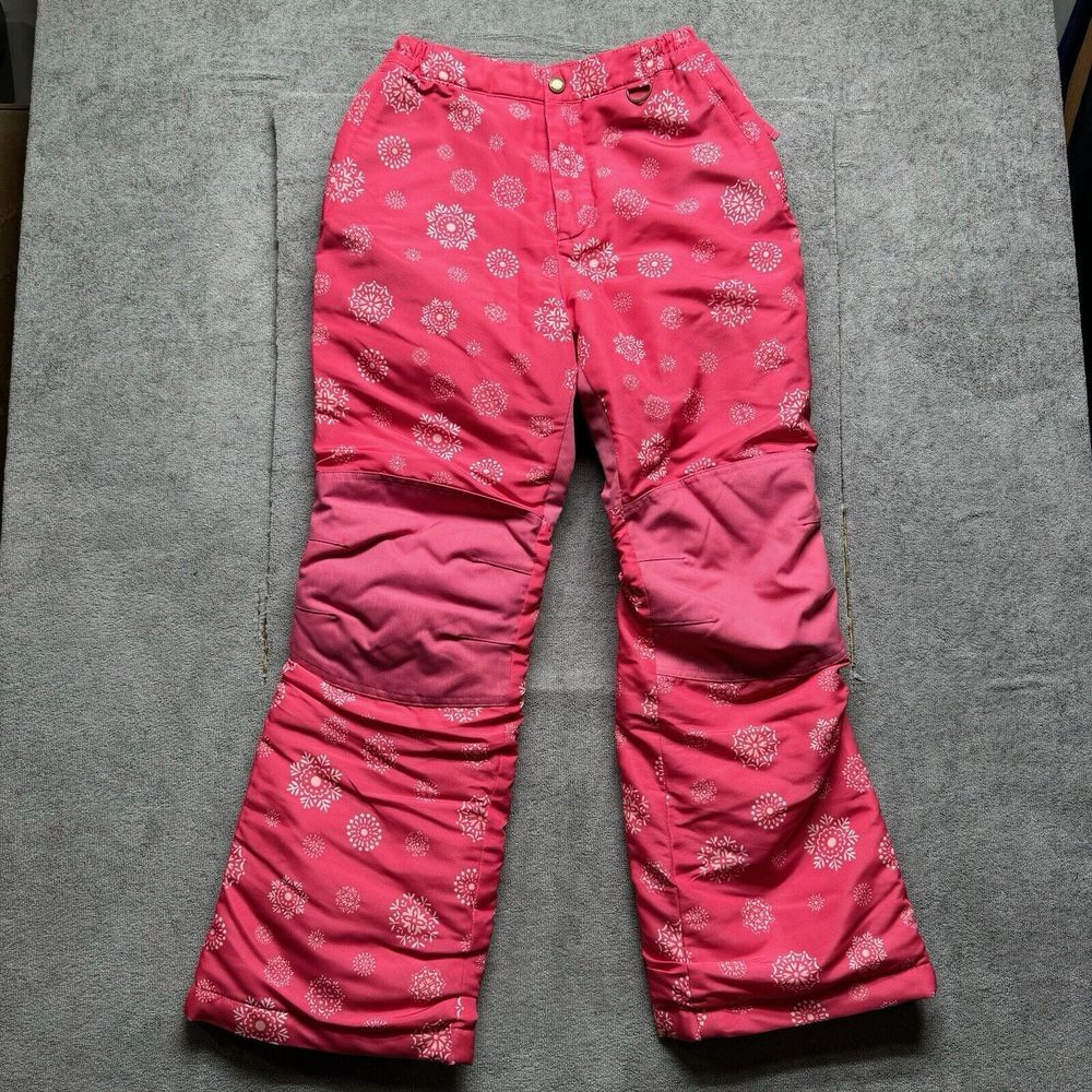 Lands End Snow Pants Kids 10 Iron Knee Insulated Waterproof Windproof Pink